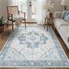 BEIMO Tappeto Lavabile per Soggiorno Vintage, Boho per Camera da Letto Grande Orientale Antiscivolo per Bagno e Sala da Pranzo, 160x230cm，Azzurro Polveroso
