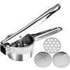 Generic Macinapatate per purè di patate - schiacciapatate in acciaio inox | schiacciapatate con 3 dischi intercambiabili, schiacciapatate per domestica