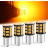 DEFVNSY -Confezione da 4-1156 BA15S 1141 1003 7506 P21W Super Bright Ambra/Giallo 12-24V DC 2835 33SMD Lampadine LED per indicatori di direzione Luci lampeggianti Luce di posizione laterale