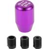 Partuto 1 Set 6cm Pomello del Cambio Universale - Pomello del Cambio Auto con 3 Adattatori per Veicoli a Trasmissione Manuale a 5 Velocità - Lega di Alluminio Viola Bianco