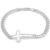 Aka Gioielli - Bracciale Croce Uomo in Argento 925, Braccialetto con Croce e Catena Maglia Cubana 6 mm in Argento - Lunghezza 22 cm, Idea Regalo Elegante con Scatola