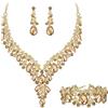 Clearine Donna matrimonio sposa austriaco cristallo Teardrop fiore cluster collana orecchini e bracciale set di gioielli per ballo