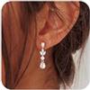 WATEFOER Orecchini Pendenti con Perla per Donna Orecchini Goccia con Perle in Zirconi Placcati Oro 14k Orecchini da Sposa per Matrimonio Regalo Gioielli per Natale San Valentino (Argento)