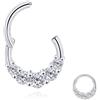 Lantine Anello da naso a cerchio in acciaio chirurgico 316L da 16 G, con zirconia cubica, piercing per setto nasale con zirconia cubica, 8 mm, 10 mm, piercing per setto nasale, conchiglia, trago