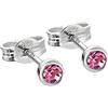NKlaus Argento Coppia di orecchini a perno in argento 925 3,50mm zirconi rosa Donna Uomo 6539