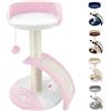 Beltom® TIRAGRAFFI PER GATTI ALTO 54 CM. GRAFFIATOIO PARCO GIOCHI GIOCO DA GATTO CON CORDA SISAL E CUCCIA ALBERO GRAFFIO PALESTRA. - Rosa-Bianco