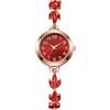 JUSKAQZYI Orologio da polso da donna alla moda, di lusso, con cinturino a trifoglio, casual, al quarzo, adatto for abbinamenti con abiti(Rot)