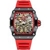 DAXIAOYU Tonneau - Orologio automatico da uomo, stile vintage, doppio tourbillon, impermeabile, luminoso, sportivo, meccanico, Rosso, Lusso