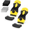 Flintronic 2pz Giallo Raschietto, con Lame(10 Acciaio Inox+Plastica）