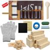 Tmefoy Set da Intaglio in Legno, Kit Intaglio Legno Qualità 24 Pezzi per Professionisti/Principianti, Set di Scalpelli Pratico con Borsa in Pelle Scamosciata con Pietra per Affilare Inclusa