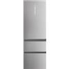 Haier HTW 3618DNMG Frigorifero combinato 3 porte, 1 anta frigo sopra e 2 cassettoni congelatore sotto, largo 60 alto 185 cm, color argento, Nuova classe D