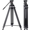 Cayer BF30L Treppiede video con testa fluida, treppiede resistente da 73 con testa fluida a 360 gradi e piastra a sgancio rapido per DSLR, videocamere, fotocamere, carico di gioco di 17,6 LB