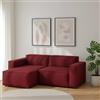 Talamo Italia - Divano fisso con penisola Nadia, Divano componibile a 2 posti con penisola sinistra, Sofà in tessuto, 100% Made in Italy, Cm 220x170h70, Rosso
