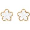 FREDDY Orecchini Gioiello Acciaio Inossidabile Gold Fiore Bianco