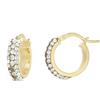 DelPia, Orecchini Tondi 2begold in Oro 18kt e Argento Sterling 925 con Tre file di Cristalli Bianchi Luminosi (10 mm)