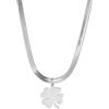 VASSAGO Collana Trifoglio da Donna in Acciaio Inox Collana a Quattro Foglie Trifoglio Delato Clover Pendente Alla Tendenza Carino Semplice Regalo di Gioielli da Donna (Serpente d'argento)