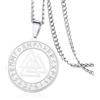 VASSAGO - Collana con ciondolo vichingo norreno in acciaio inossidabile, vuoto al centro, con compasso, valknut, nodo celtico, rune norrene, tridente, Vegvisir, gioielli pagani norreni, Acciaio