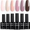 TOMICCA Smalto Semipermanente Set, 6 Colori Colori Nudi Marrone Series, 8ML Gel Unghie UV/LED Kit, Per La Casa Nail Salone Fai Da