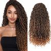 hair beauty Faux Locs Curly Boho Braid Hair - extension per trecce a crochet capelli dall' aspetto naturale Kanekalon - 120 ciocche 600 grammi divisi in 5 pezzi + 3 accessori in omaggio (T30, 55cm 22)