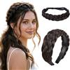 Tupenofif Fascia per capelli da donna, cerchietto intrecciato con capelli sintetici, marrone scuro per acconciature intrecciate e trecce, accessorio boho tradizionale, regolabile, effetto naturale,