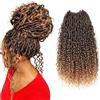 hair beauty Faux Locs Curly Boho Braid Hair - extension per trecce a crochet capelli dall' aspetto naturale Kanekalon - 120 ciocche 400 grammi divisi in 5 pezzi + 3 accessori in omaggio (T27, 35cm 14)
