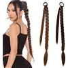 KASESSS 2 Pezzi Treccia Finta Capelli con Elastico, 66cm Lunga Extension Capelli Treccine, Morbidezza Naturale Trecce Finte per Capelli per Donne (Marrone Chiaro/Scuro)