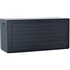 VOUNOT® Baule da Giardino Impermeabile, Cassapanca Contenitore da Esterno con Maniglie, 280 L, Effetto Legno, Antracite