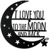 Ripeng Targa da parete in metallo con scritta I Love You to The Moon and Back, decorazione da parete con citazione d'amore, monogramma, decorazione per la casa, anniversario, San Valentino (nero,