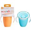 Munchkin Miracle 360 Baby Tazze, Bicchiere per bambini a flusso libero per bambini, Tazza per allenamento, Senza perdite, Bottiglia d'acqua, 207ml, 6 Mesi+, 2 Pezzi, Blu/Arancione