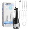 Goxiry Irrigatore orale senza fili, pulitore elettrico a 4 modalità, 9 ugelli USB-C Ricaricabile Flosser acqua IPX7 impermeabile, 300 ml, serbatoio dell'acqua pulitore boccale, vincitore del test per la