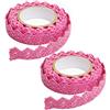 Feelairy 2 rotoli nastro di pizzo autoadesivo, vintage lavorazione del merletto deco nastro buco ricamo nastro di pizzo per decorazione della tavola nozze regalo fai da te bordo del nastro scrapbook (fucsia)