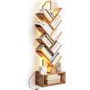Coleshome Libreria ad Albero LED, Scaffale a 8 Ripiani 115cm Marrone | LED Luce Colorata Ambiente Montaggio Facile Scaffale Bello Decorativo Anti-Ribaltamento 40-60 Libri Soggiorno Camera Ufficio
