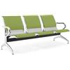 FBasic Panca 3 posti acciaio 183x71x78H argento per sala d'attesa | Con cuscino per sedile e schienale PISTACCHIO | Panchina con braccioli