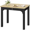 Hzuaneri Tavolo da Pranzo Effetto Legno, 50 x 80 x 75 cm, Nero