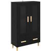 PUGYNBK Vetrina con cassetti in legno effetto rovere nero, 70 x 31 x 115 cm, con ante in vetro e gambe inclinate per uno stile moderno