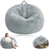 Yuragim Fodera per pouf da 70 x 80 cm, senza imbottitura, in morbida pelliccia sintetica per bambini e adulti, per soggiorno, camera da letto, organizer per peluches, grigio chiaro