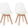 JZGORC Set di 2 Sedie da Sala da Pranzo, Sedia da Cucina con Schienale in Rete Cava e Gambe in Legno di Faggio, Sedia da Soggiorno con Cuscino Morbido in Pelle PU - Bianco
