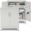tectake® Set da 2 Armadietto in Metallo Portadocumenti in Acciaio, 80x40x100 cm, 3 Ripiani Regolabili, Chiusura Magnetica e Chiave, Scaffale Metallo Garage, Mobile Ufficio, Piedini Regolabili - Grigio