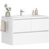 Hzuaneri Mobiletto da Bagno Sospeso a Parete, con Lavabo Integrato, 2 Porte,1 Cassetto Grande, Portasciugamani, Mobile Bagno, Archiviazione ad Alta Capacità, 45 x 80 x 50 cm, Moderno, Bianco BC64203X