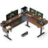 WALKINGDESK Scrivania ad angolo Elettrica con 5 Cassettoni, 190 x 155 cm Tavolo Regolabile in Altezza a L, Bureau per computer con memory di 4 Altezze, Noce nero