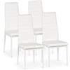 IlGruppone Set Sedie da Pranzo 4 o 6 Pezzi, Sedie Moderne Imbottite per Cucina Soggiorno Sala da Pranzo, Facile Montaggio con Gambe Robuste, Rivestimento in Pelle Sintetica - Bianco - 4 Pezzi