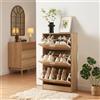 [en.casa] Scarpiera Salvaspazio con 3 Ante a Ribalta Armadio Portascarpe Alto Stretto per Ingresso Corridoio 103 x 60 x 81cm Effetto Rovere Sonoma