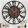 Mee 2ou Orologio da Parete Gigante 80cm, Silenzioso Stile Rustico in Metallo con Quadrante in Legno, Orologio a Batteria per Soggiorno, Camera, Cucina, Ufficio, Decorazione Casa