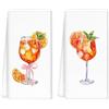Dermalyx 2 Pezzi Strofinacci Colorati Aperol per Cucina, Tovaglioli con Motivi Cocktail, Idea Regalo, Strofinacci per Piatti E Asciugamani da tè Adatti per Cucina E Carre