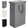 Rieeyrslza Cesto Portabiancheria Sottile con Coperchio Tessuto 55L Oxford Pieghevole Cestino per Biancheria con Copertura Multiuso Sporca Cesta Portabiancheria, Salvaspazio (Grigio)