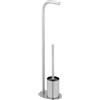Inbagno Piantana Bagno 2-in-1 In Acciaio Inox Satinato - Porta Rotolo E Porta Scopino WC Da Terra - Soluzione Freestanding Salvaspazio Con Base Ovale
