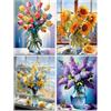 Fokenzary Kit per pittura con diamanti adatto per adulti 5D fiori fai da te pittura con diamanti 4 confezioni (30 x 40 cm)