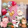 Eaasty 5 decorazioni per feste a forma di animali della fattoria, 40-61 cm | Ritagli di maiale, mucca, cavallo, pulcino e pecora, oggetti di scena per fattoria, barnyard, compleanno