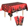 POPOYU 2 Pezzi Tovaglie per Feste di Halloween, Copertura Tavolo in Lamina Halloween, 54 x 108 Halloween. Tovaglia Rettangolare in Plastica Triste Mietitore, Rosso Buon Halloween. Tovaglia per