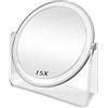 FANCYSEEU Specchio da trucco con ingrandimento da 17,8 cm, doppio lato, con ingrandimento 1X/7X, rotazione a 360°, specchio cosmetico ad alta definizione